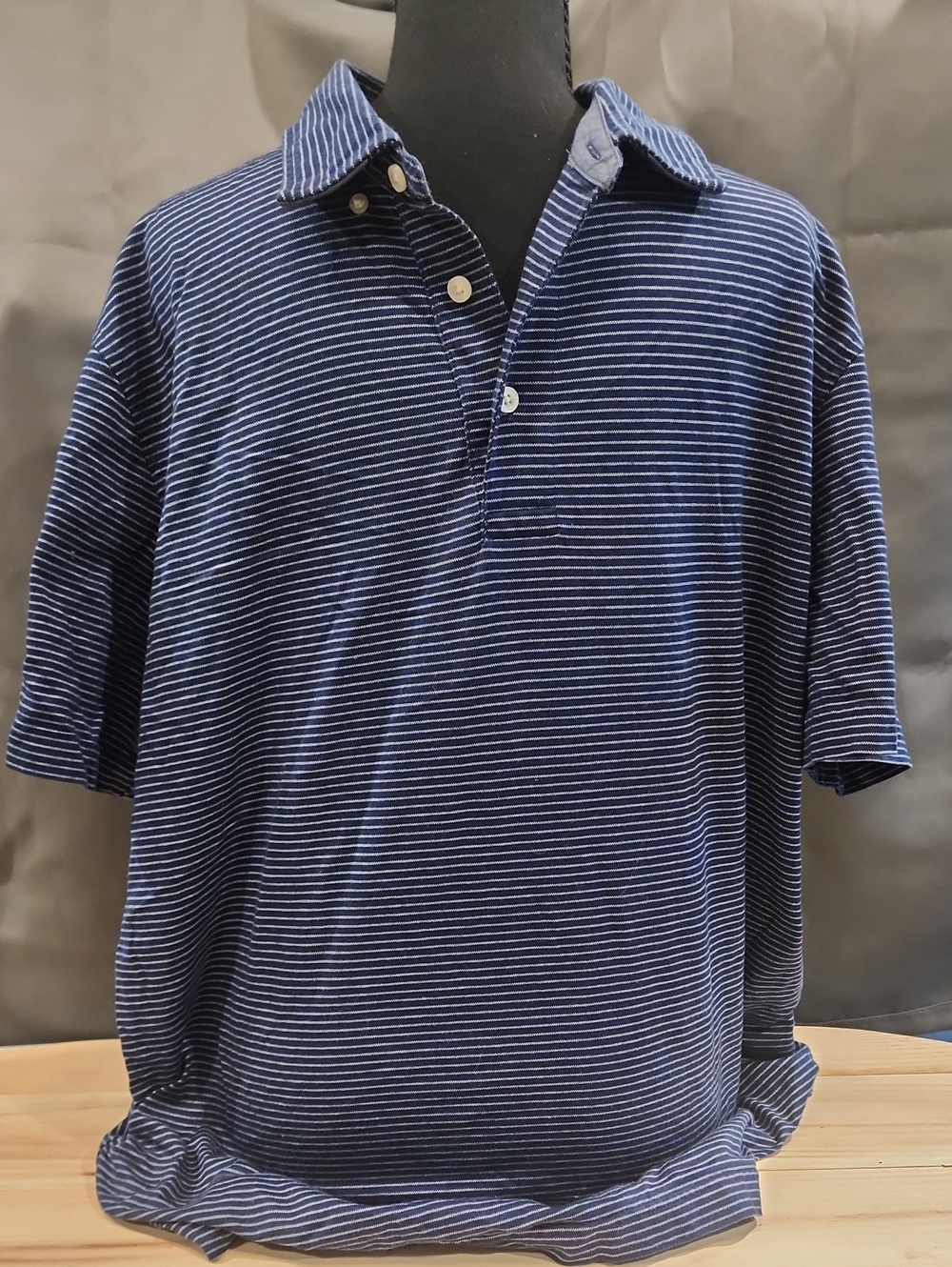 Brooks Brothers Navy and White Striped Polo